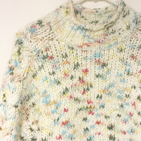 Anthropologie Size Small Multi Color Thick Knit Gaia Mock Neck Sweater - Picture 3 of 6